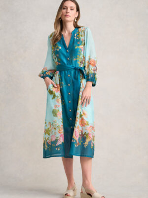 Border Printed Dress - Shell Print