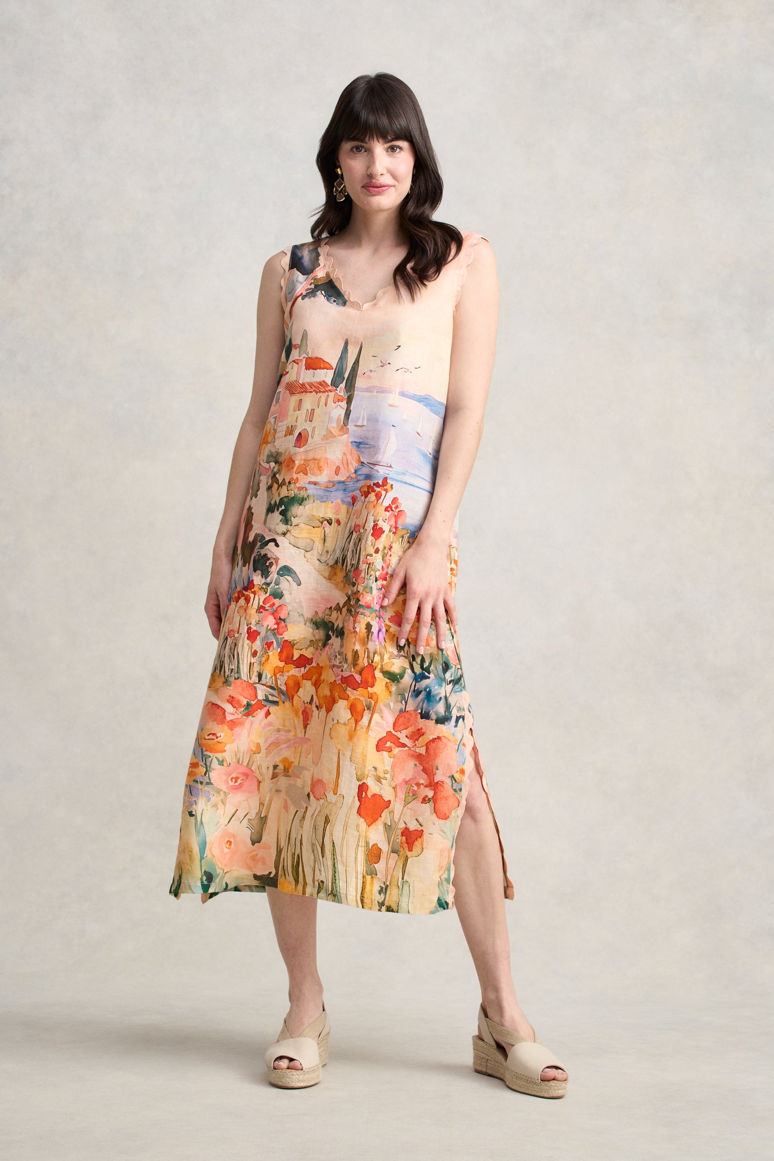 Scallop Scenic Dress - Coastal Scenic Print