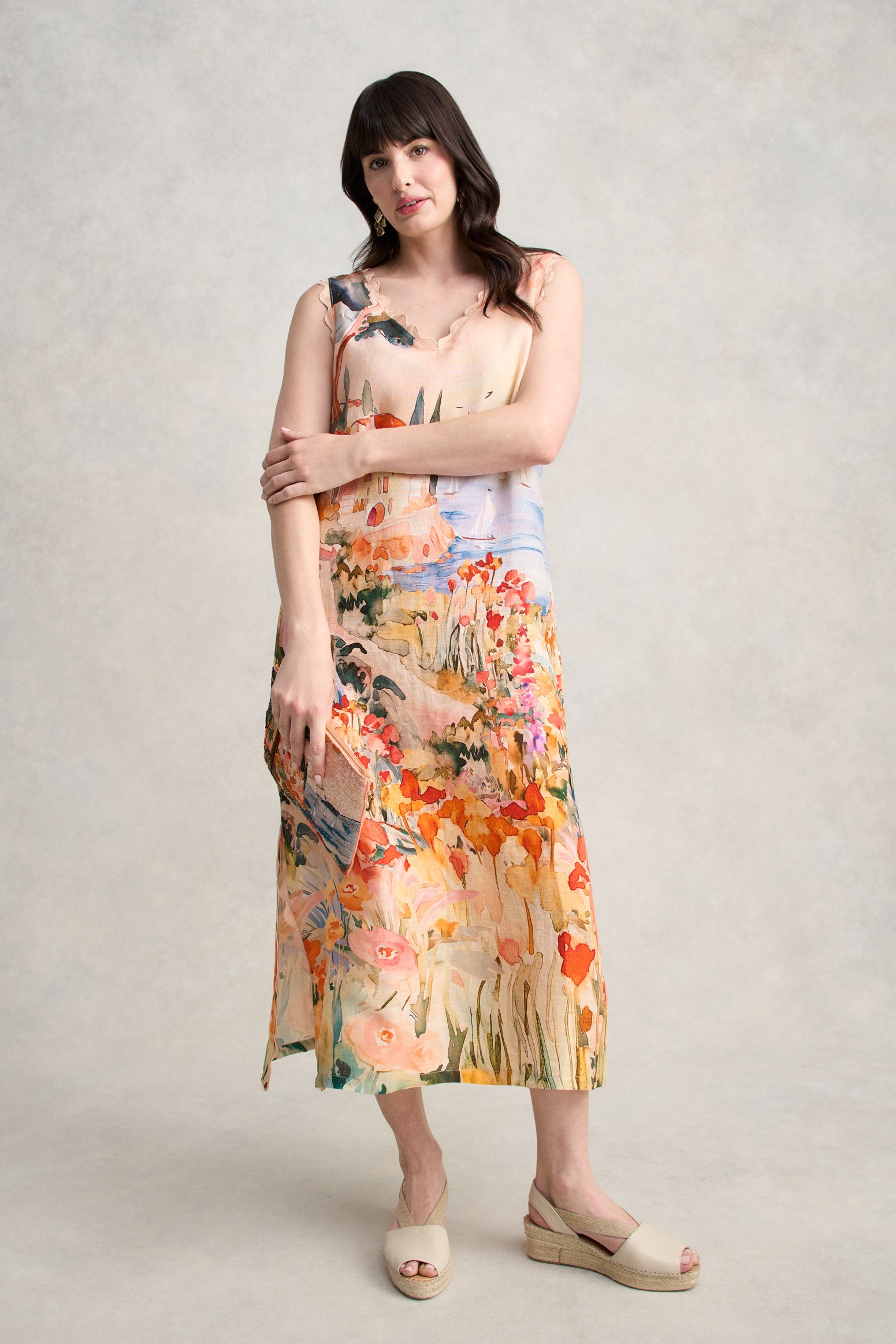 Scallop Scenic Dress - Coastal Scenic Print