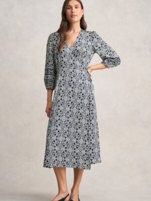 Printed Wrap Dress - Two Tone Print