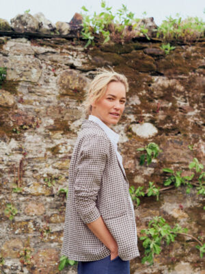 Natural Checked Linen Jacket