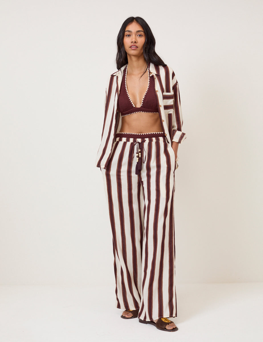 Modern Brown Striped Beach Shirt