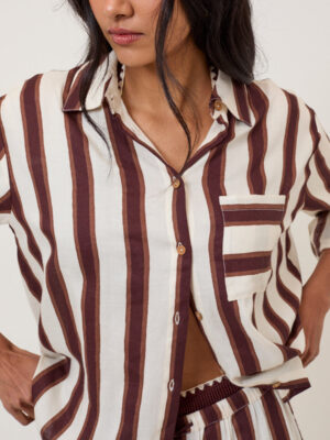 Brown Striped Beach Breezy Shirt