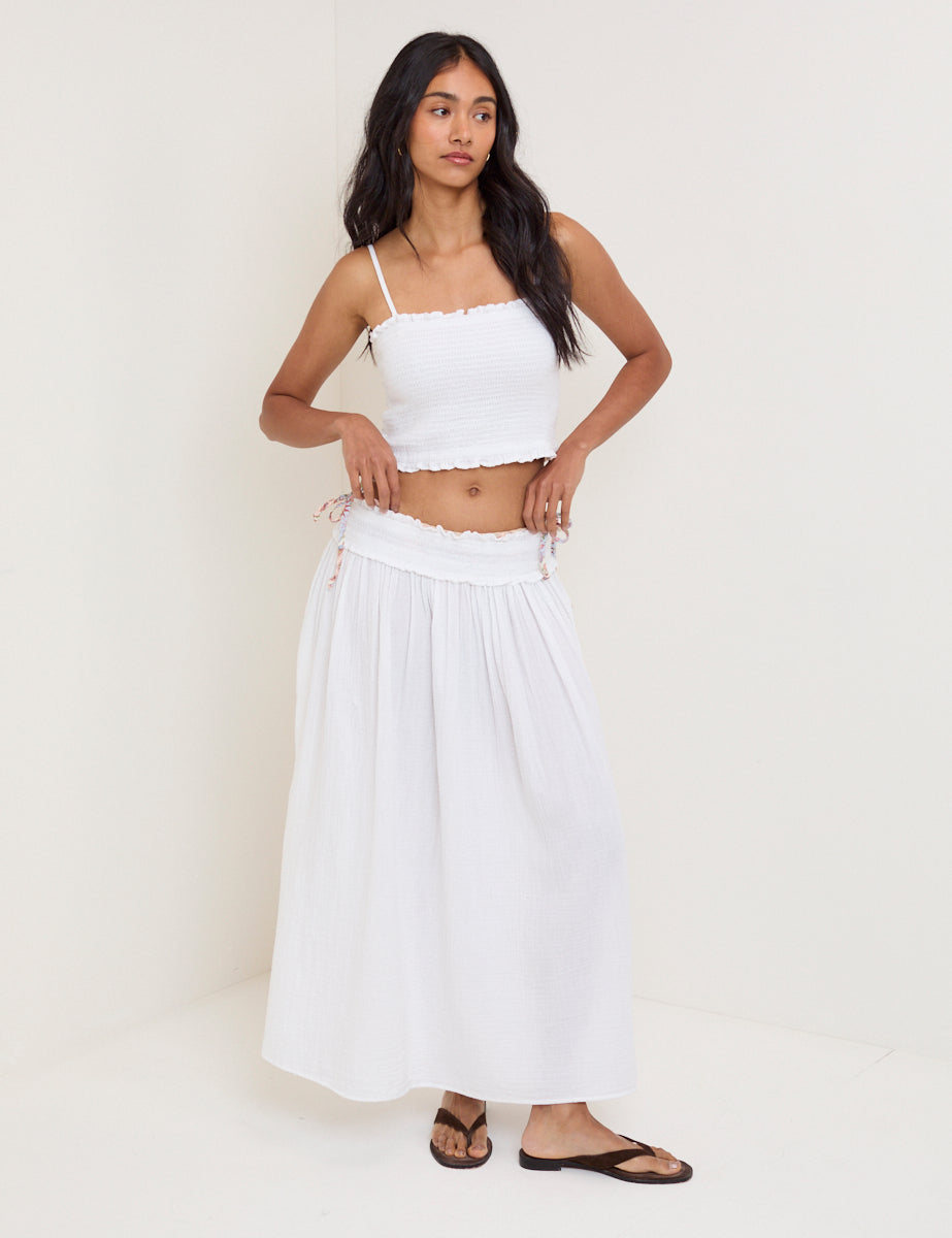 White Shirred Beach Soft Top - Image 2