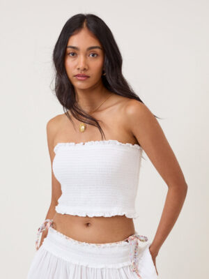White Shirred Beach Soft Top