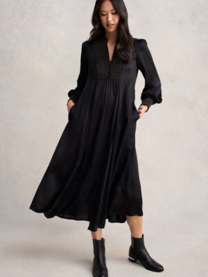 Beaded Smock Dress - Black