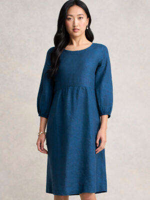Linen Dress - Navy Delave