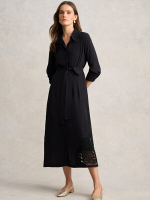 Lace Insert Dress – Black