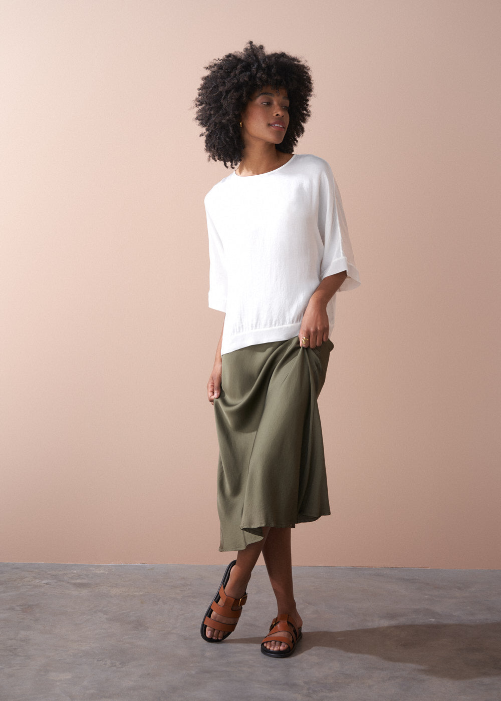 Off White Three Quarter Sleeve Top - Image 2