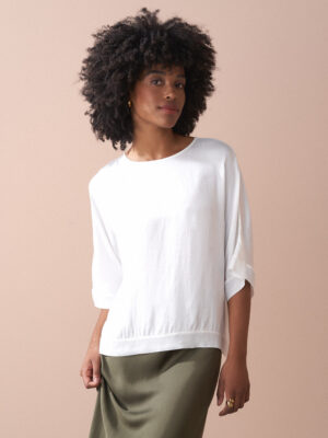 Off White Three Quarter Sleeve Top