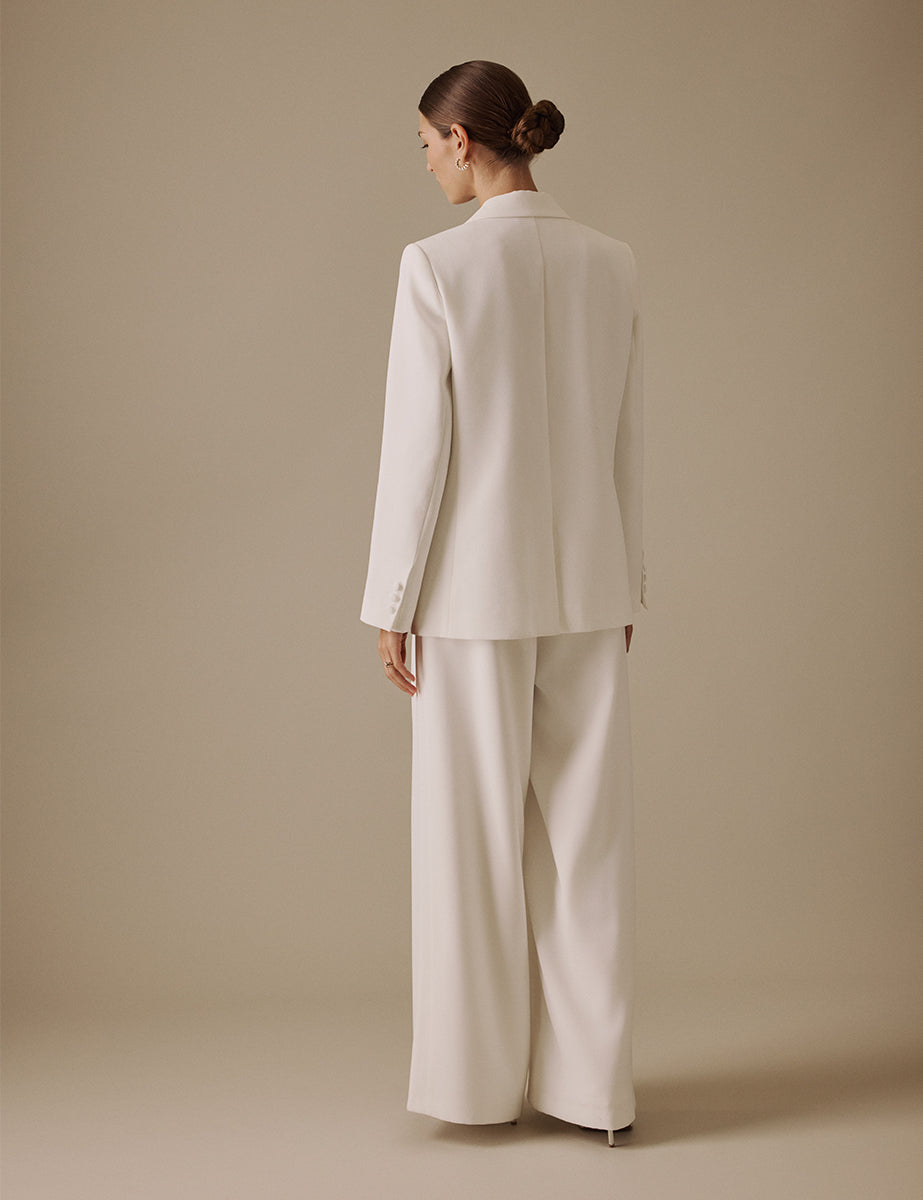 White High Rise Wide Leg Trousers - Image 4