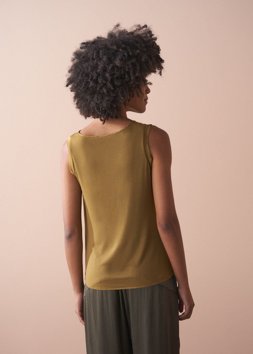 Versatile Lightweight Olive Satin Top - Image 3