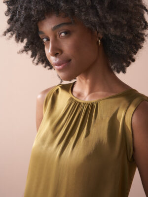 Olive Satin Top