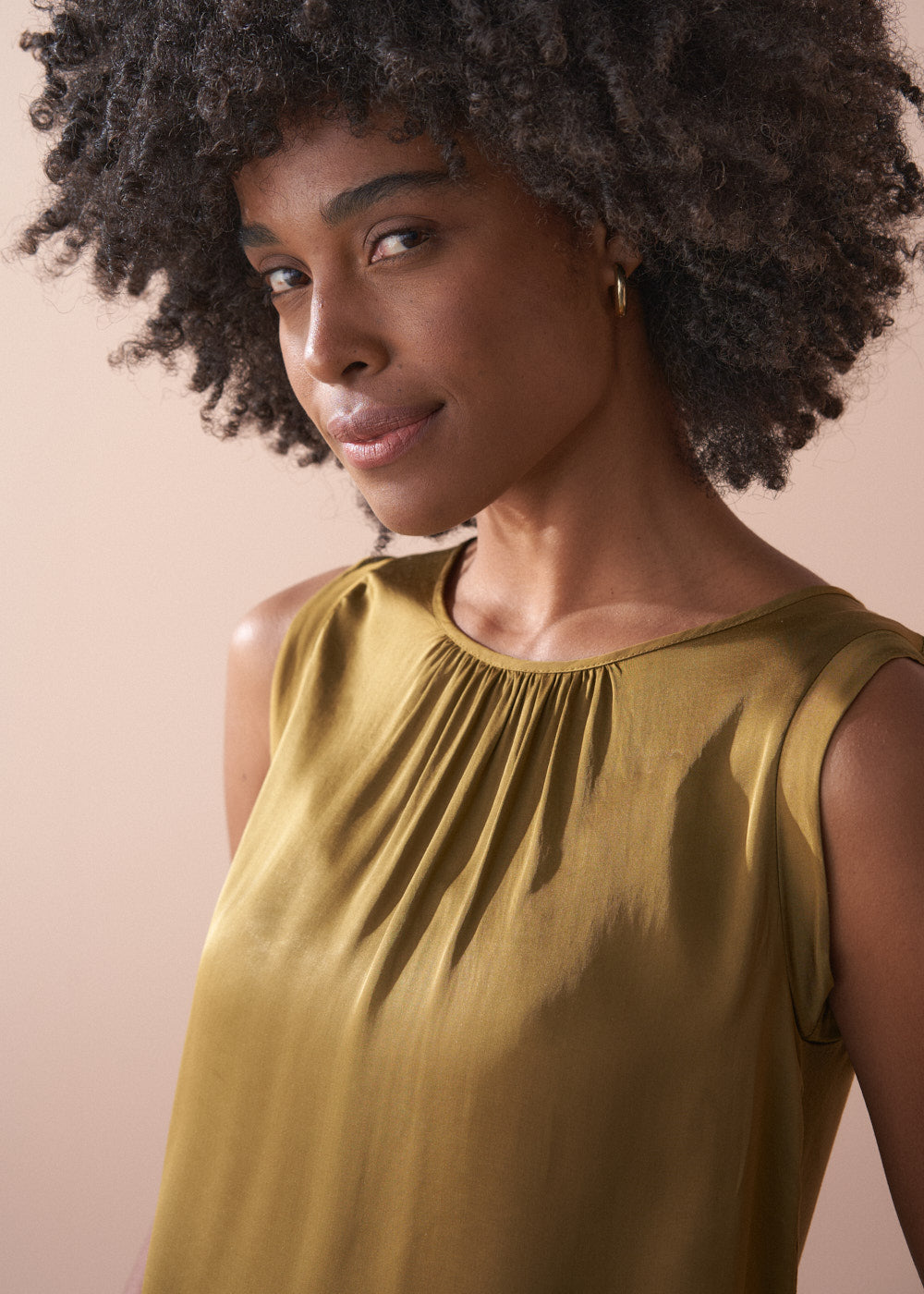Olive Satin Top