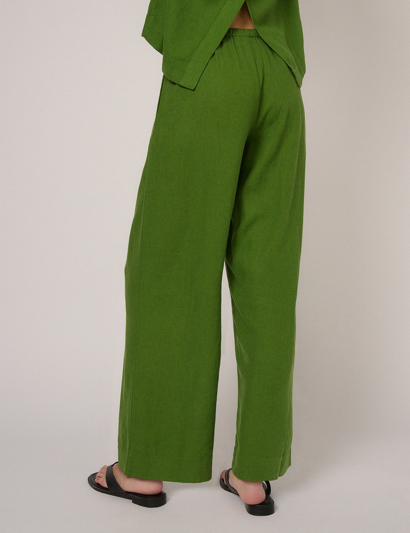 Green Linen Blend Polished Trousers - Image 3