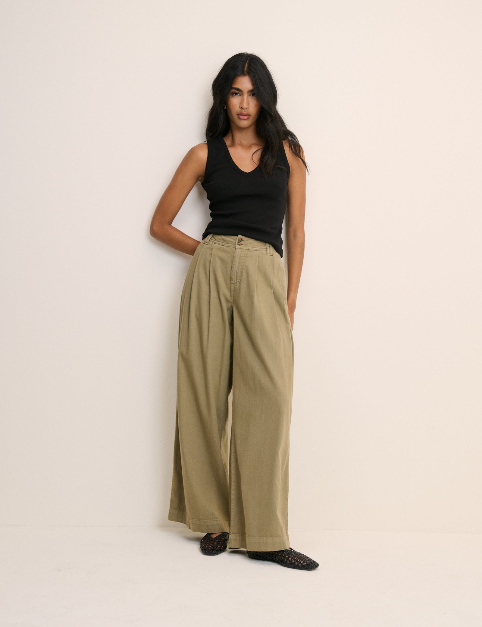 Green High Waisted Wide Leg Trousers - Image 3