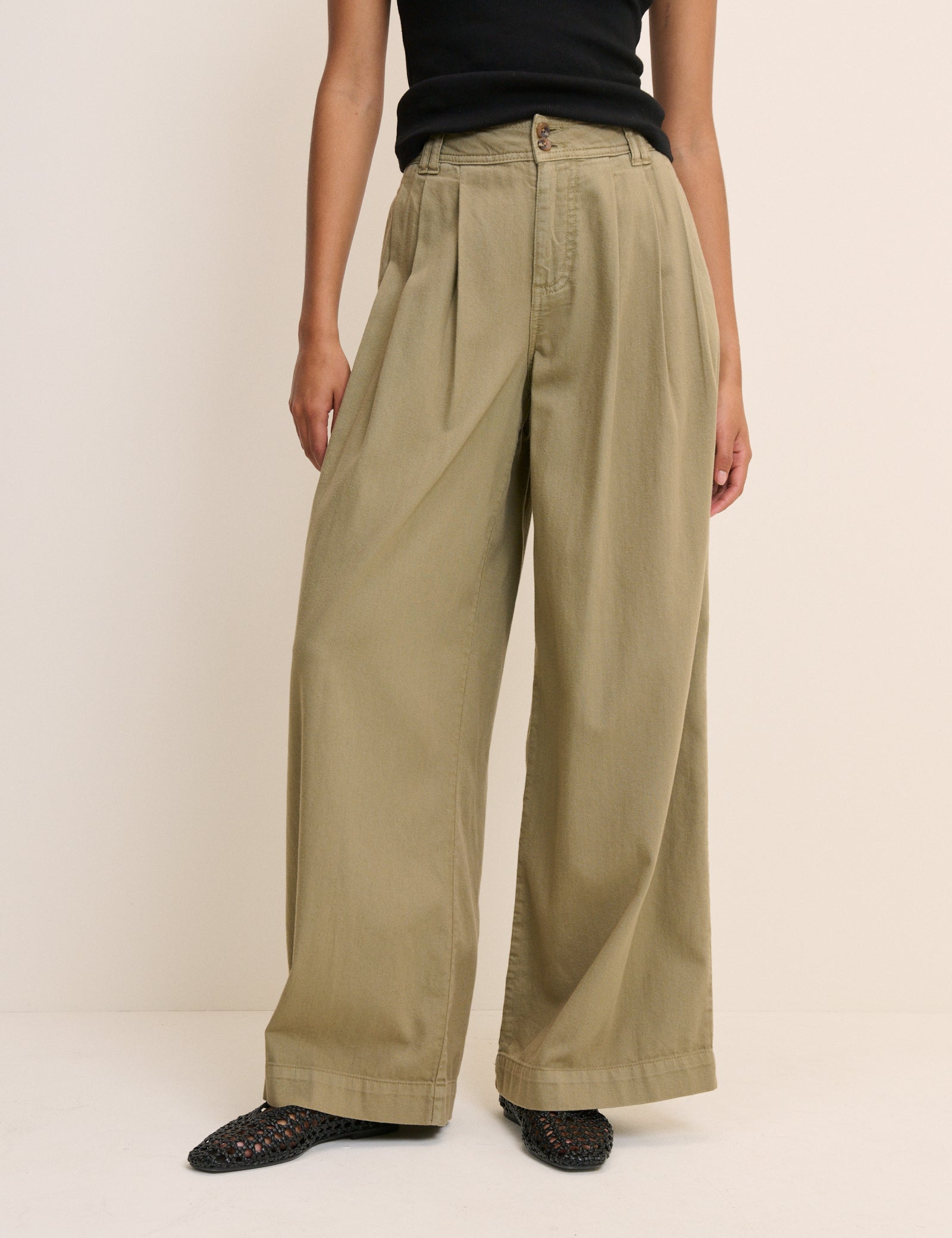 Green High Waisted Wide Leg Trousers - Image 4