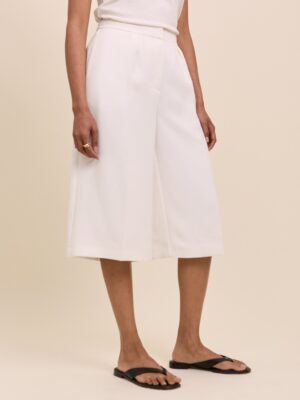 White High Waisted Wide Leg Trousers