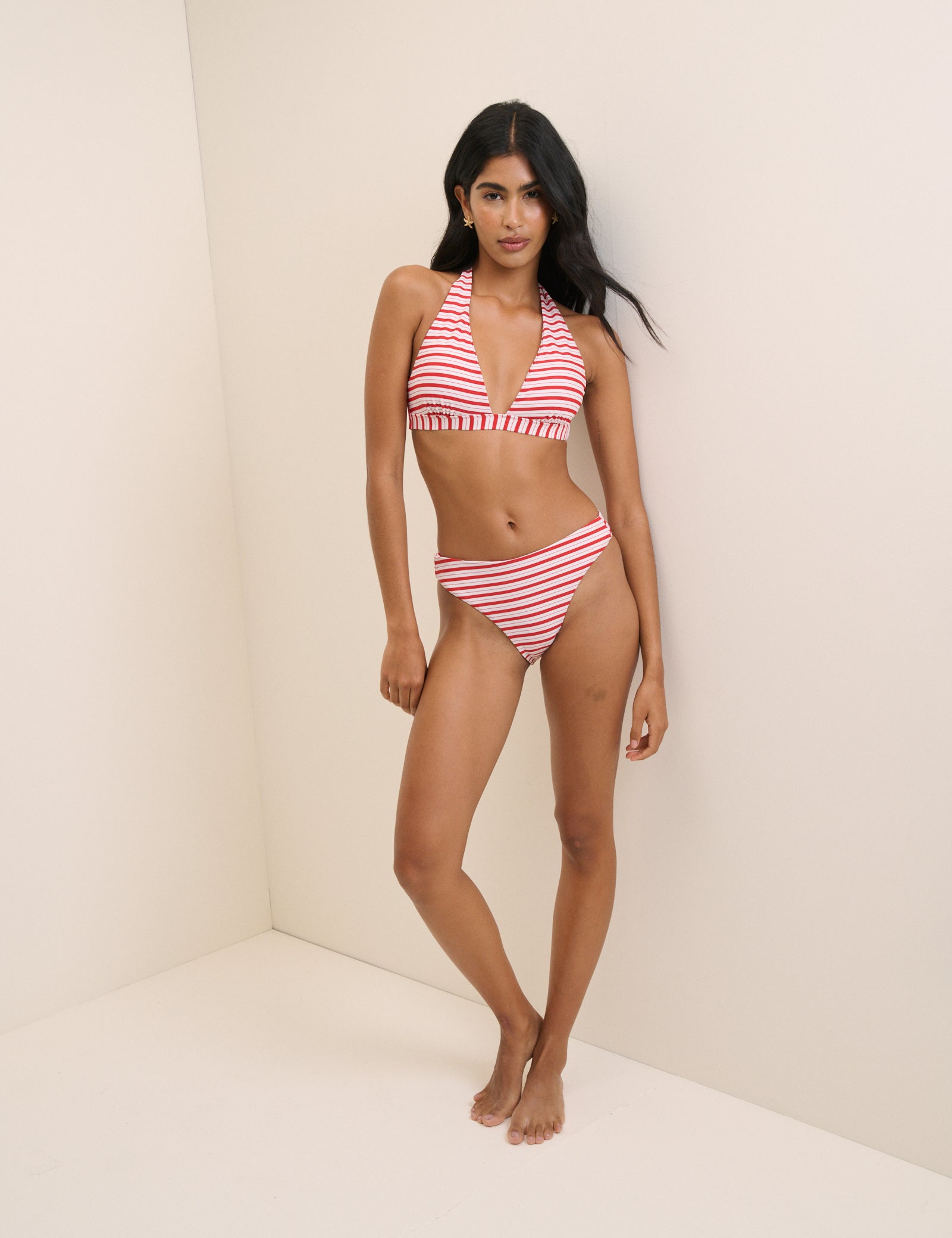 Red Striped Halterneck Bikini Top - Image 2