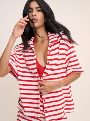 Red Striped Beach Breezy Shirt
