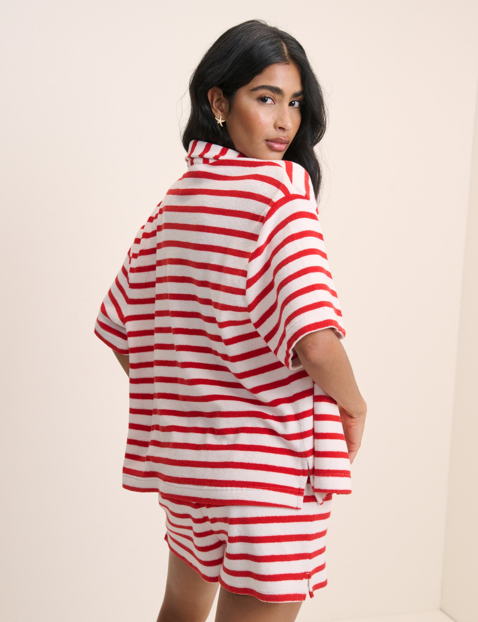 Modern Red Striped Beach Shirt