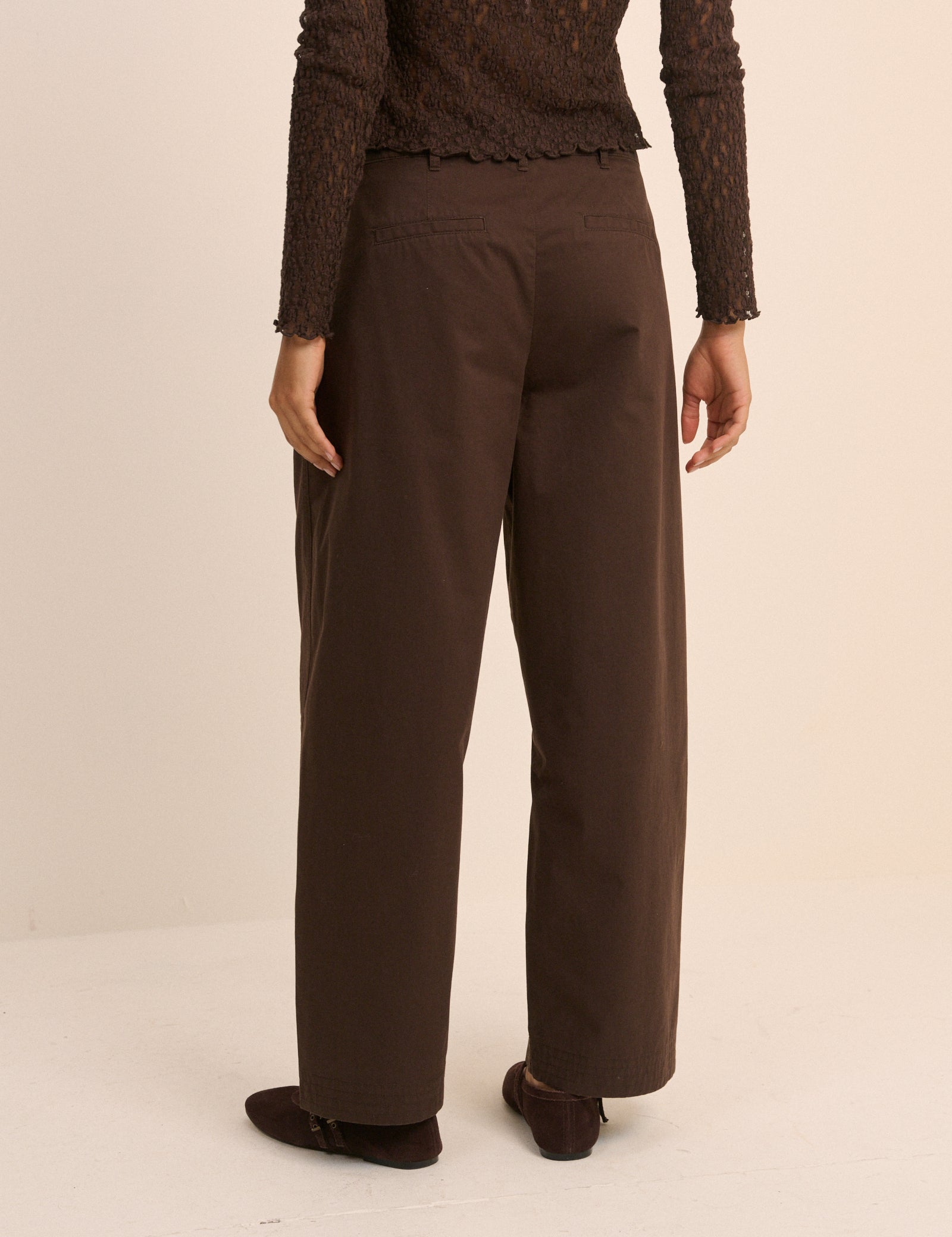 Brown Barrel Leg Pleated Trousers - Image 6
