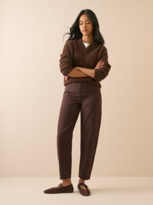 Silver High Rise Barrel Leg Jeans