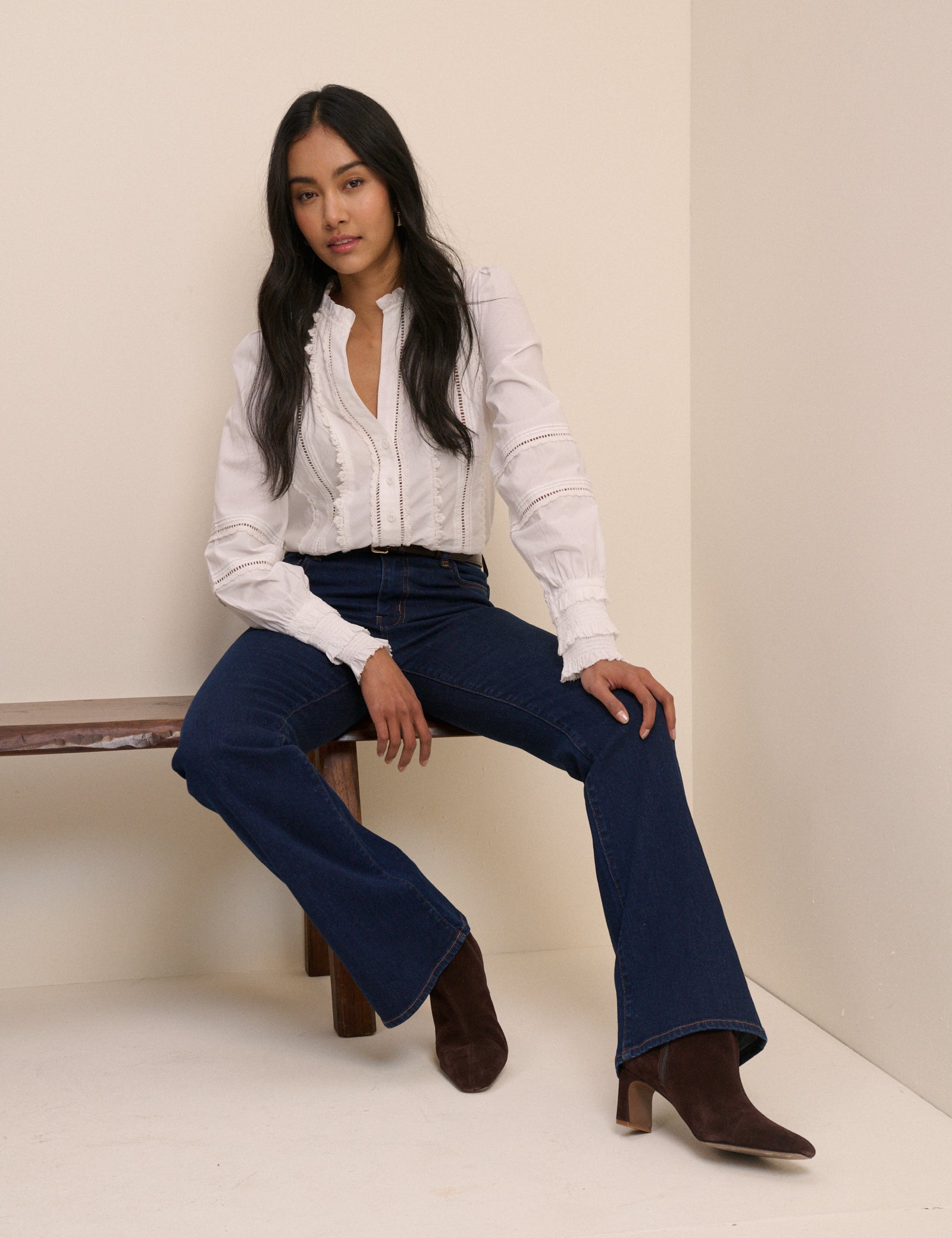 Dark Blue High Rise Bootcut Jeans - Image 6