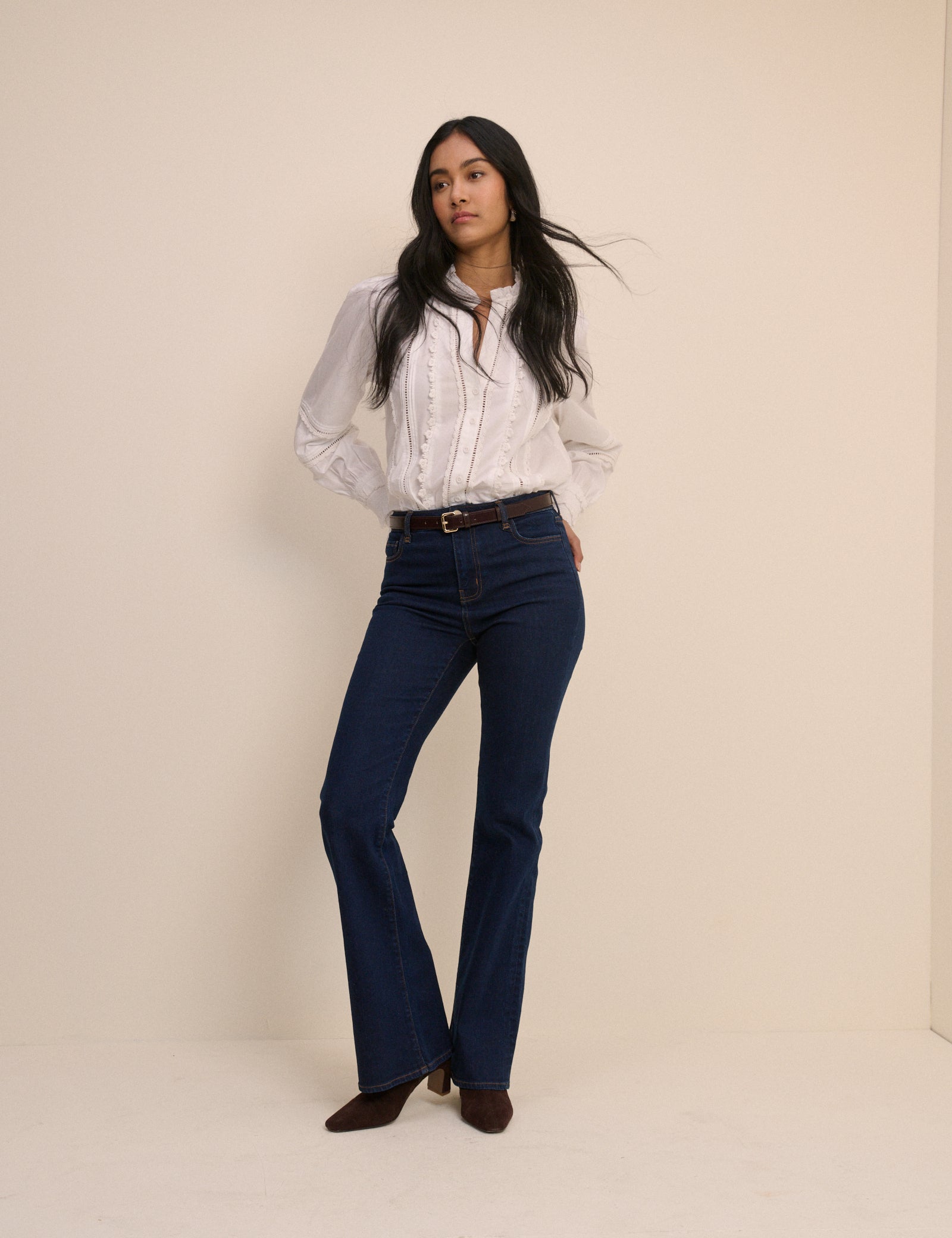 Dark Blue High Rise Bootcut Jeans - Image 4