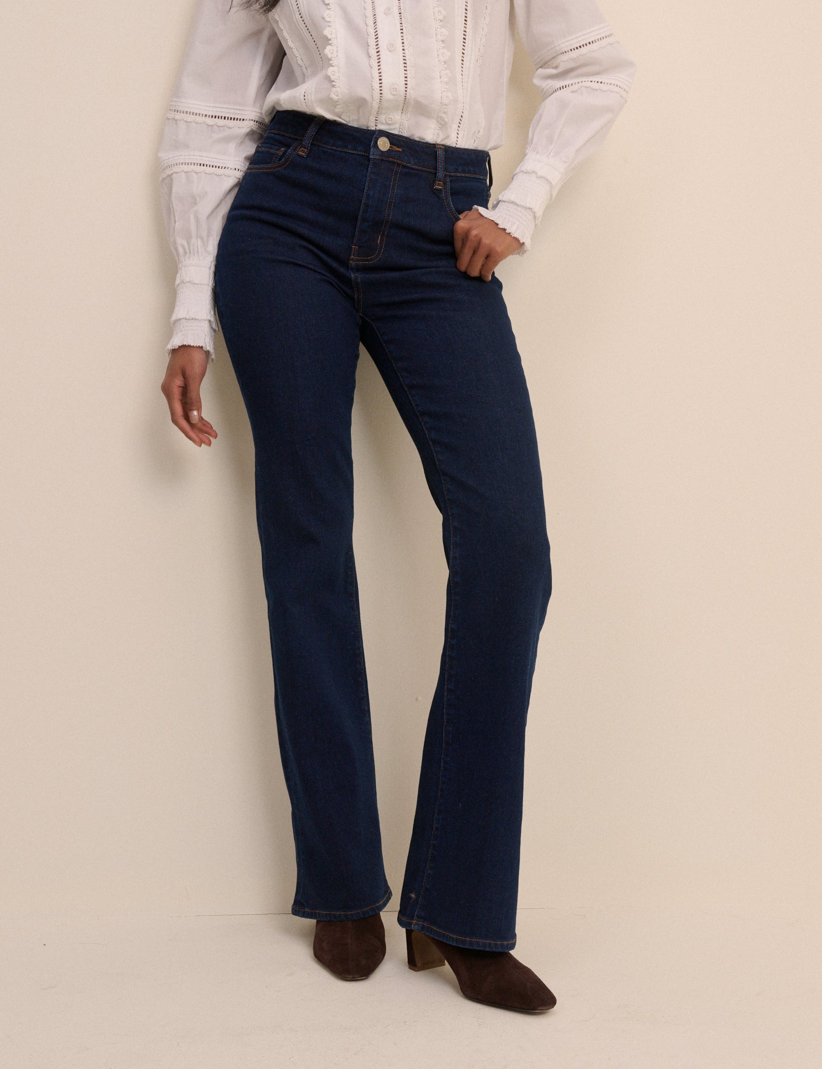 Dark Blue High Rise Bootcut Jeans - Image 2