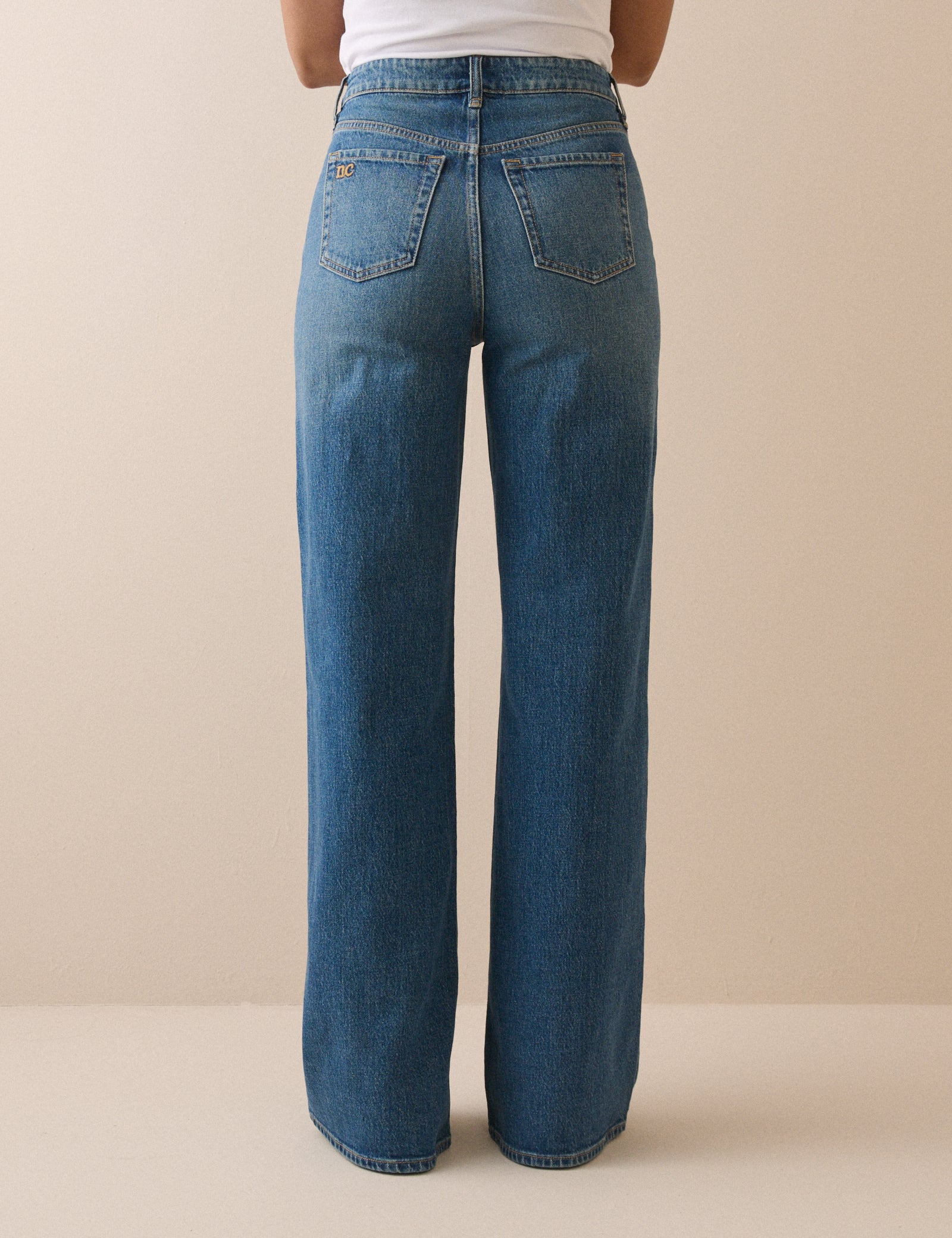 Mid Blue High Rise Wide Leg Jeans - Image 5