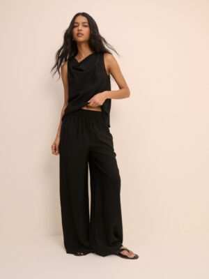 Black High Waisted Wide Leg Trousers
