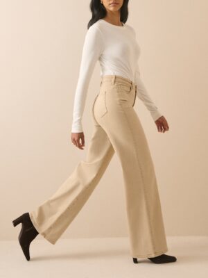 Silver High Rise Wide Leg Jeans