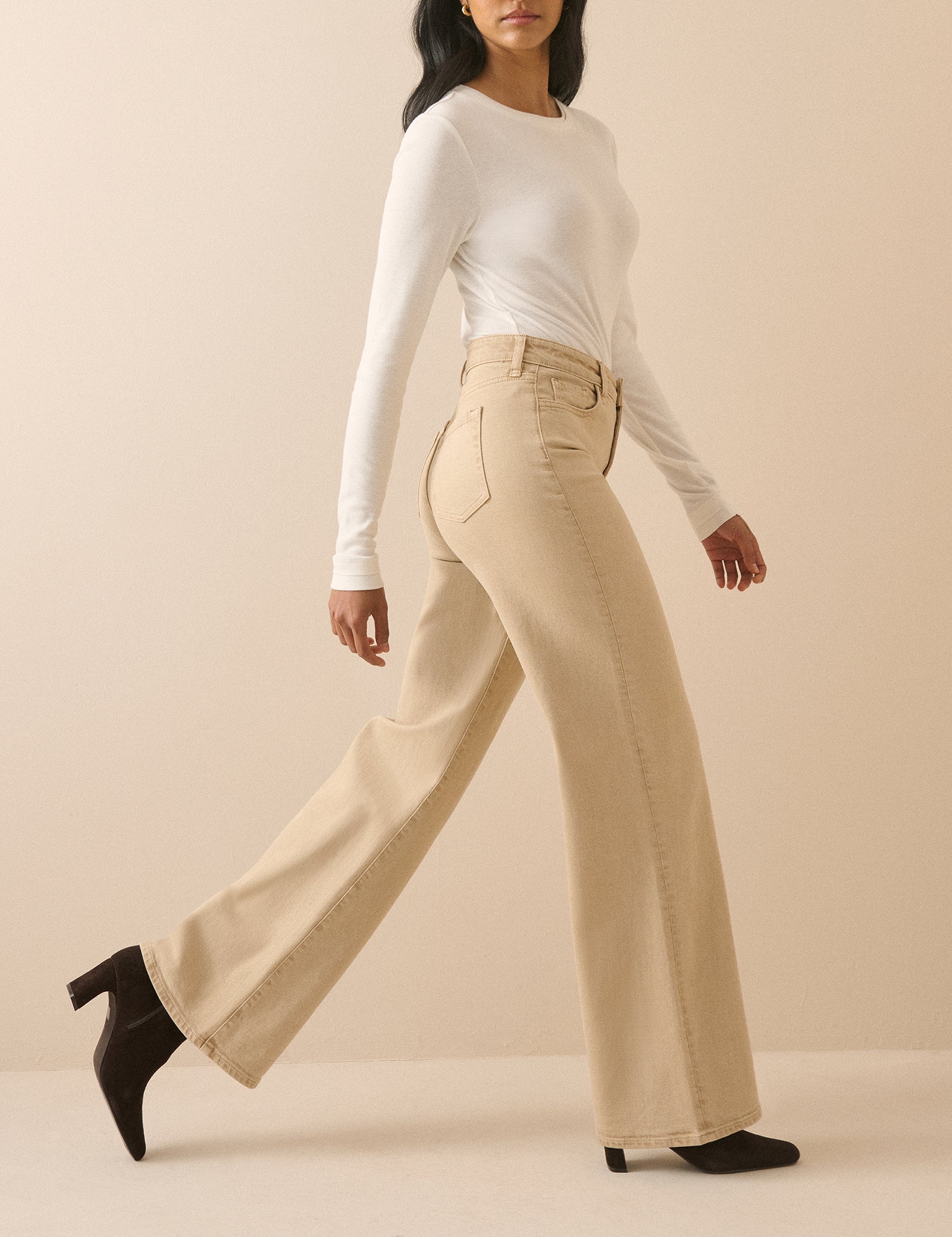 Silver High Rise Wide Leg Jeans