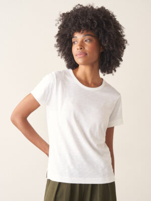 White Crew Neck Cotton Shirt