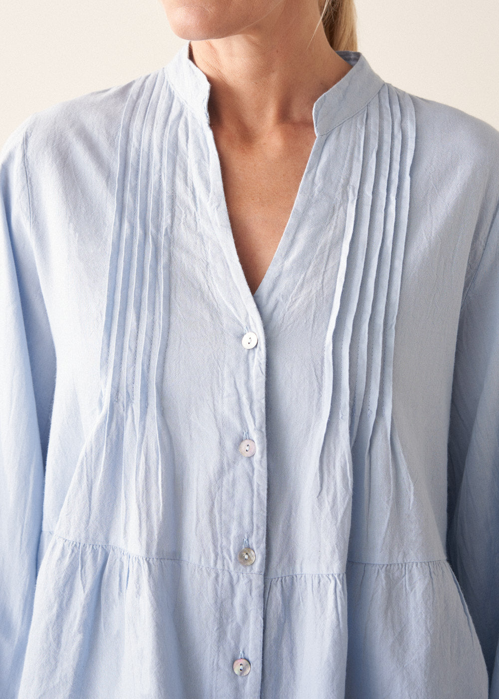 Lightweight Modern Blue Pintuck Shirt - Image 4
