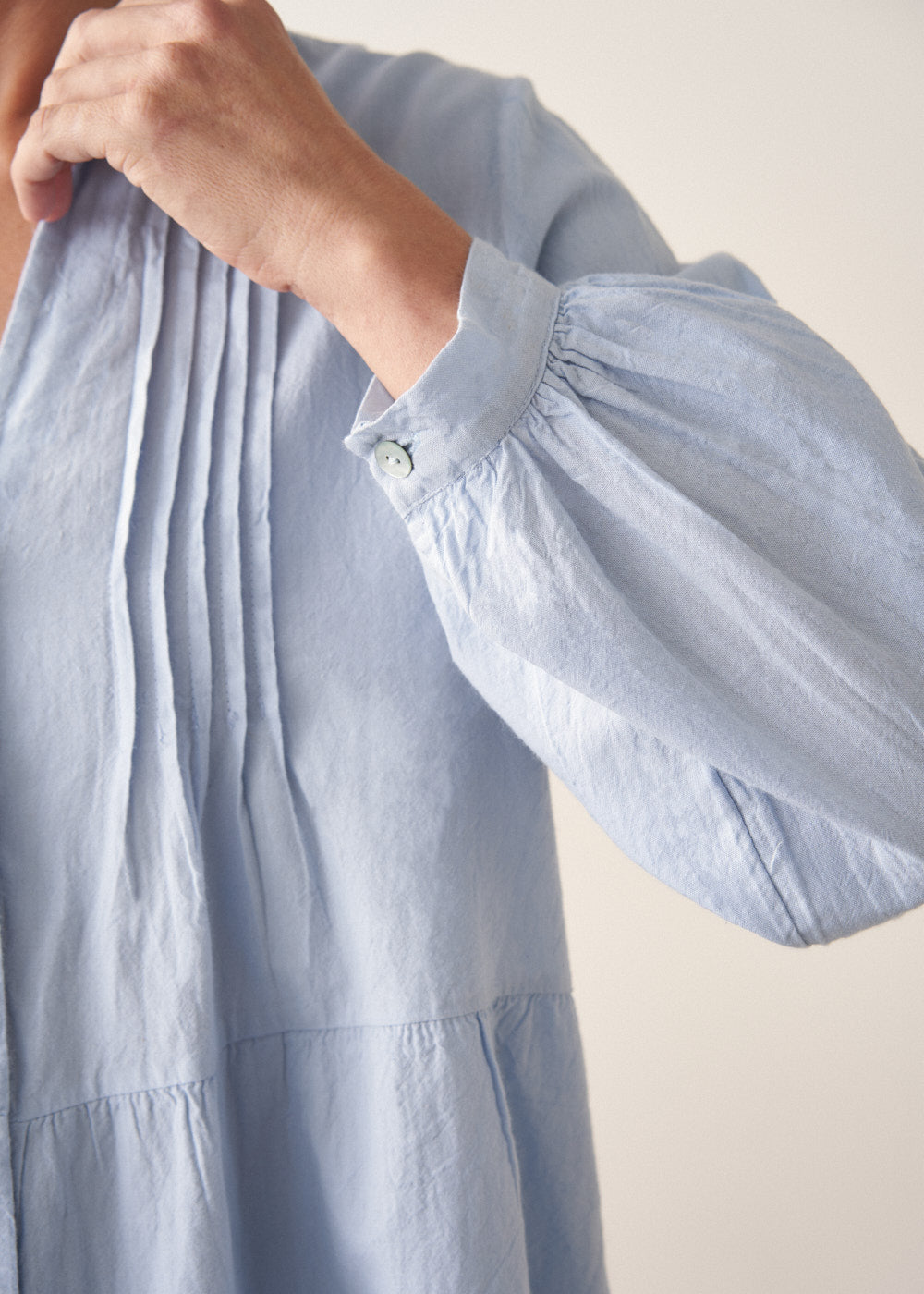 Lightweight Modern Blue Pintuck Shirt - Image 2
