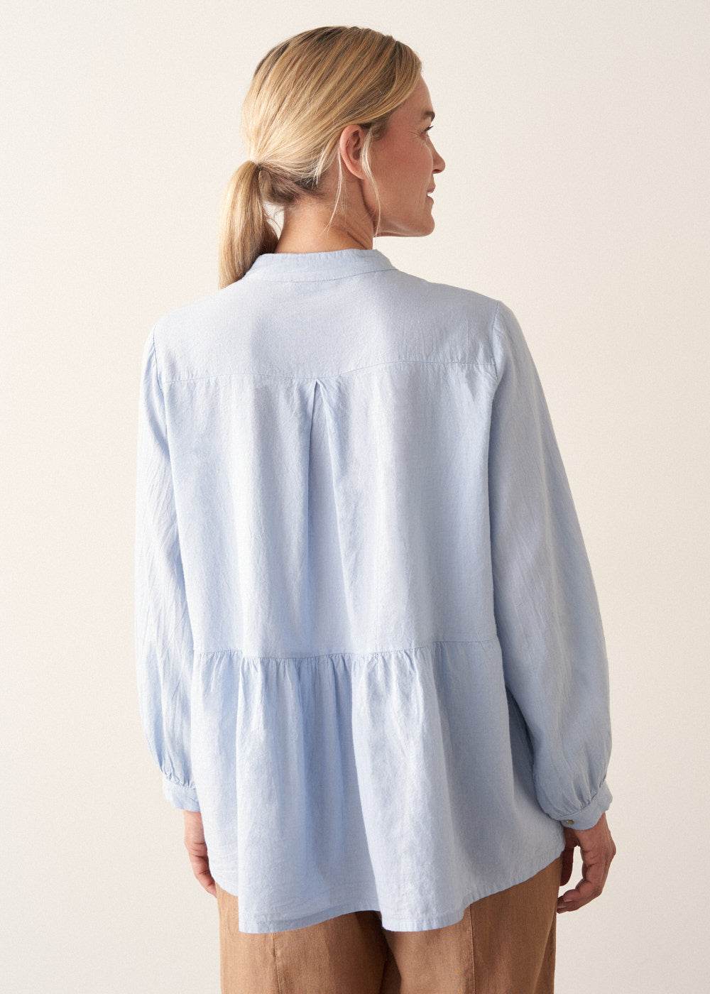 Lightweight Modern Blue Pintuck Shirt - Image 5
