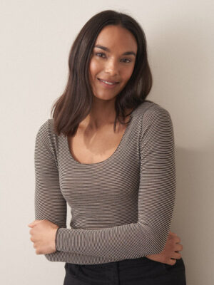 Oatmeal Striped Cashmere Top