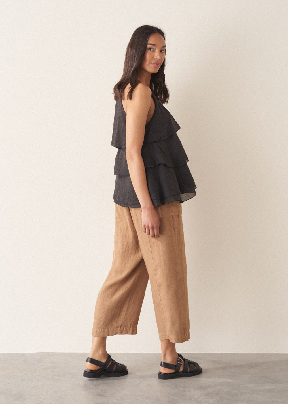 Modern Black Ruffle Detail Top - Image 4