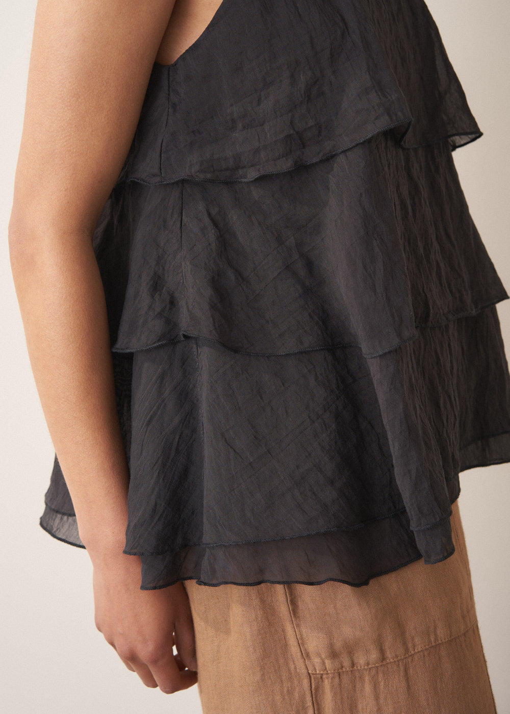 Modern Black Ruffle Detail Top - Image 2