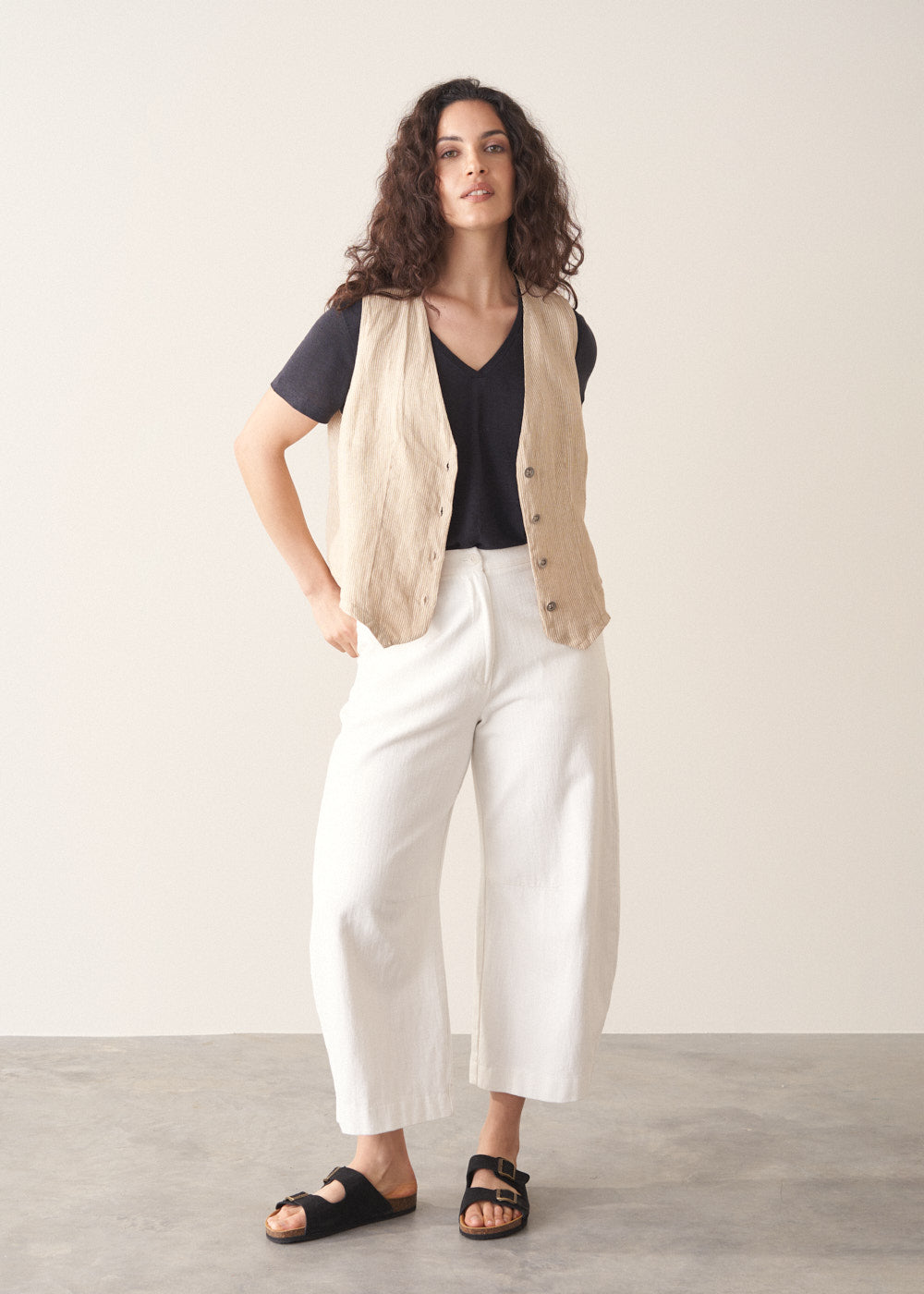 Black V Neck Linen Shirt - Image 7