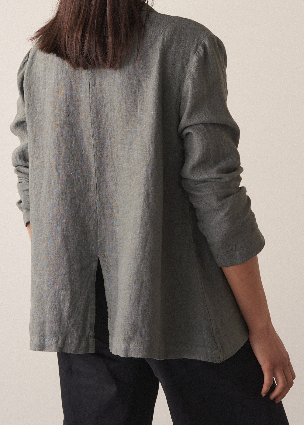 Lightweight Modern Khaki Linen Jacket - Image 4