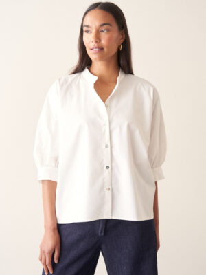 White Cotton Poplin Top