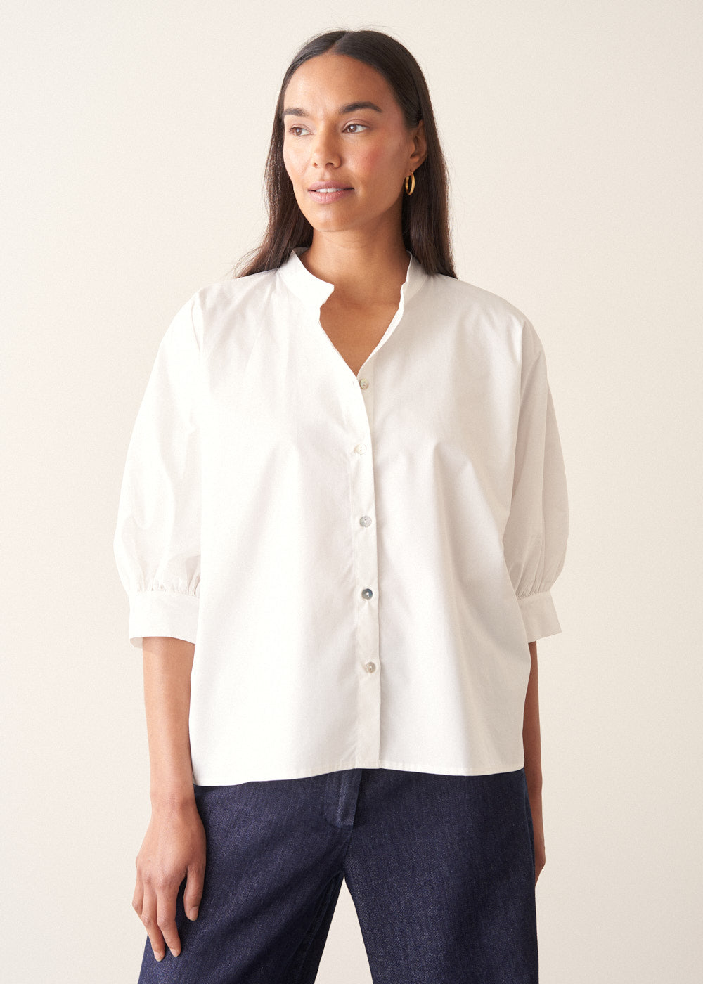 White Cotton Poplin Top