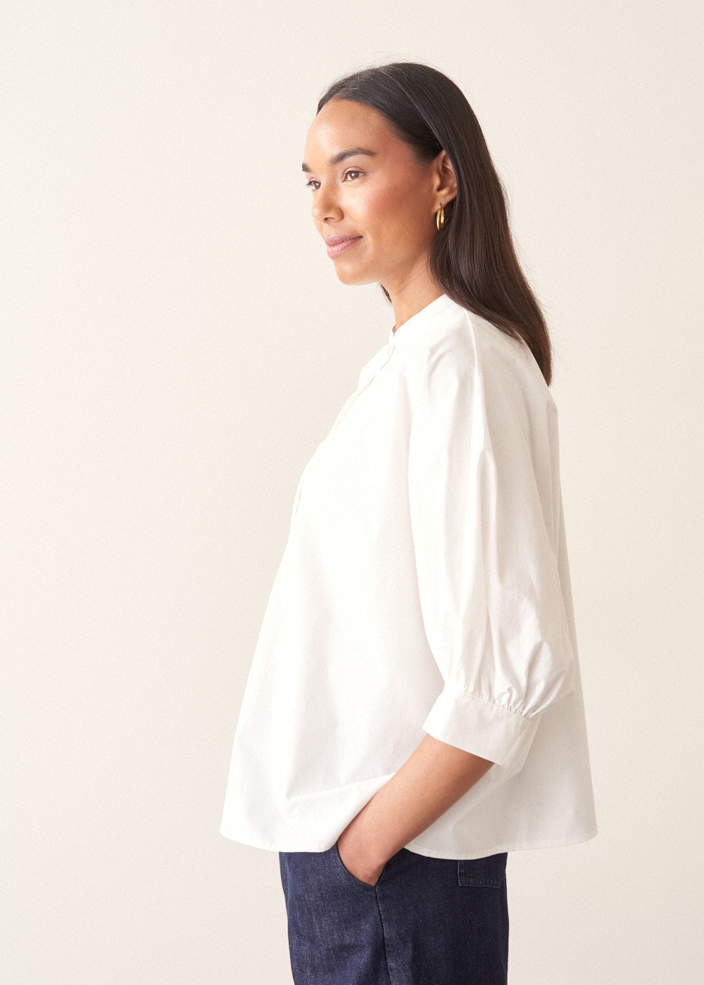 Lightweight White Cotton Poplin Top - Image 4