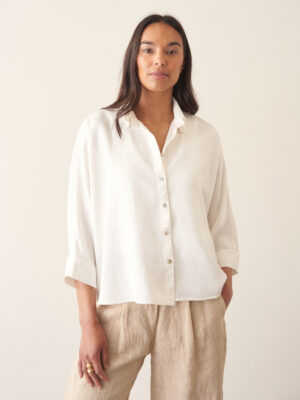 Vintage White Linen Blend Shirt
