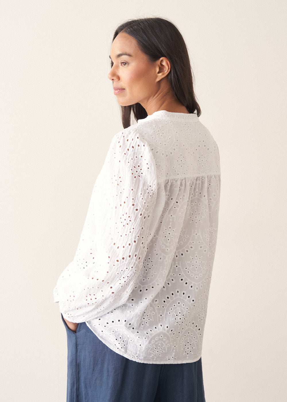 Relaxed Refined White Broderie Shirt - Image 3