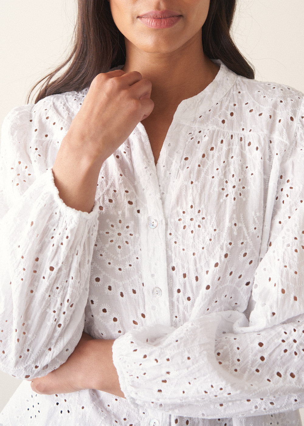 Relaxed Refined White Broderie Shirt - Image 4