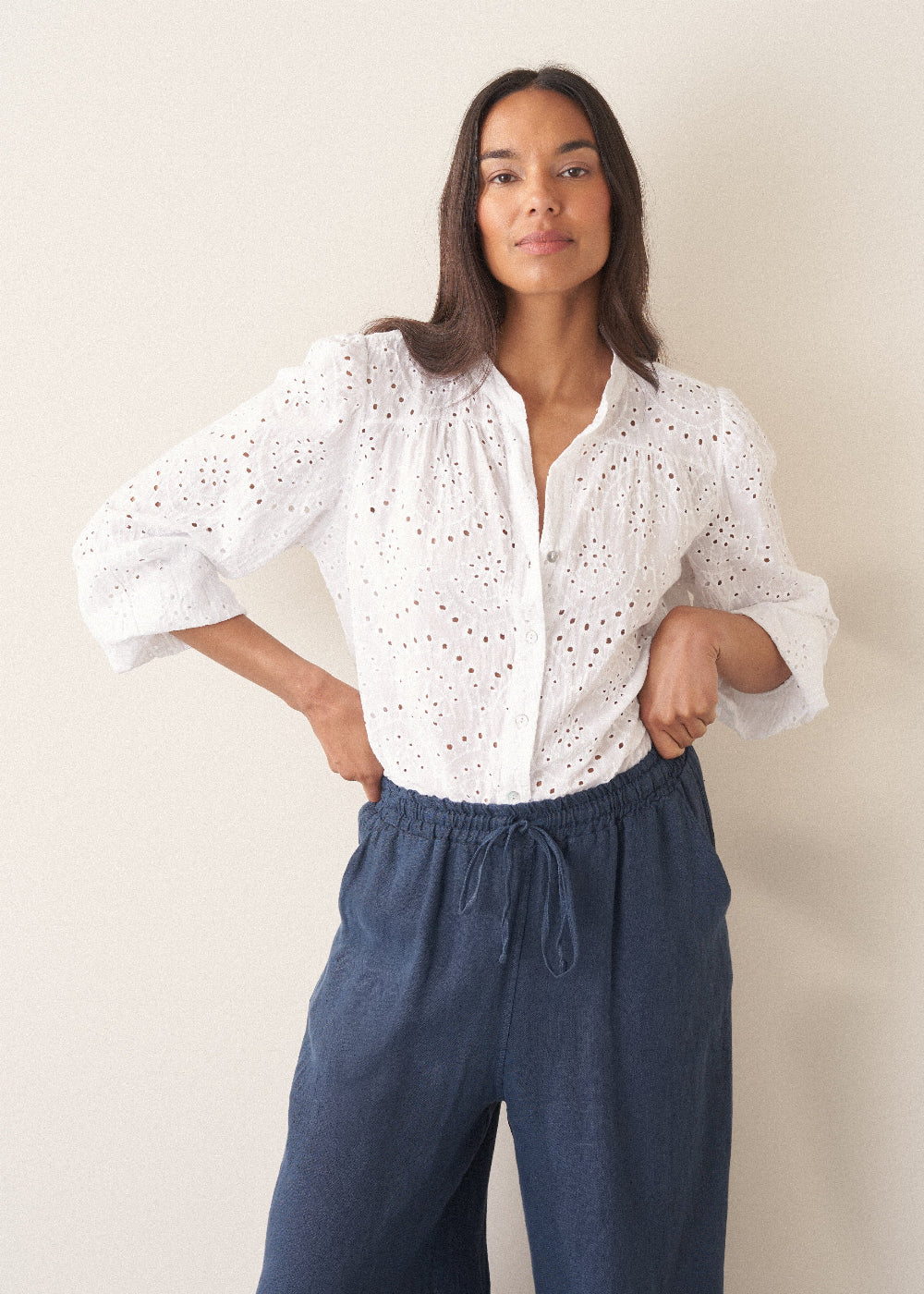 Relaxed Refined White Broderie Shirt - Image 5